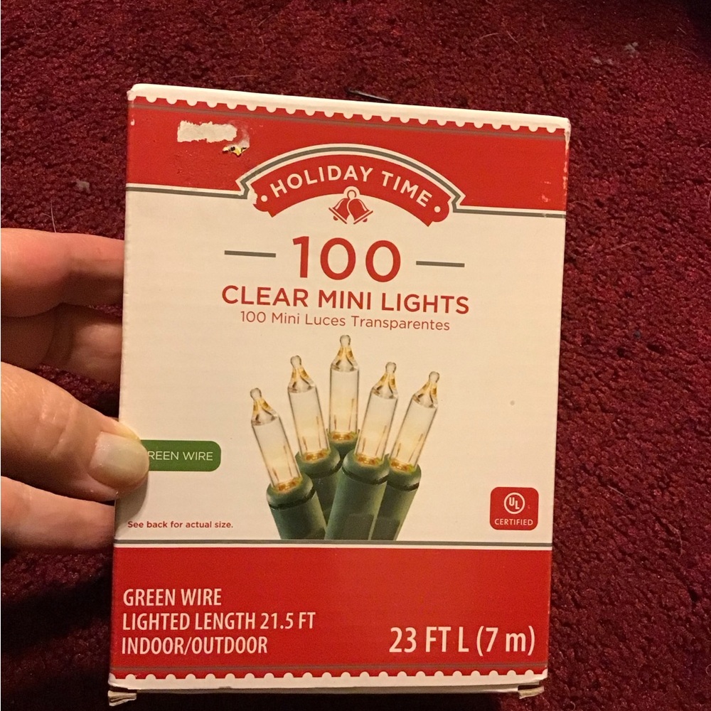 HOLIDAY TIME NIB 100 CLEAR MINI LIGHTS GREEN WIRE